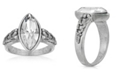 2028 Pewter Diamond Shaped Crystal Ring